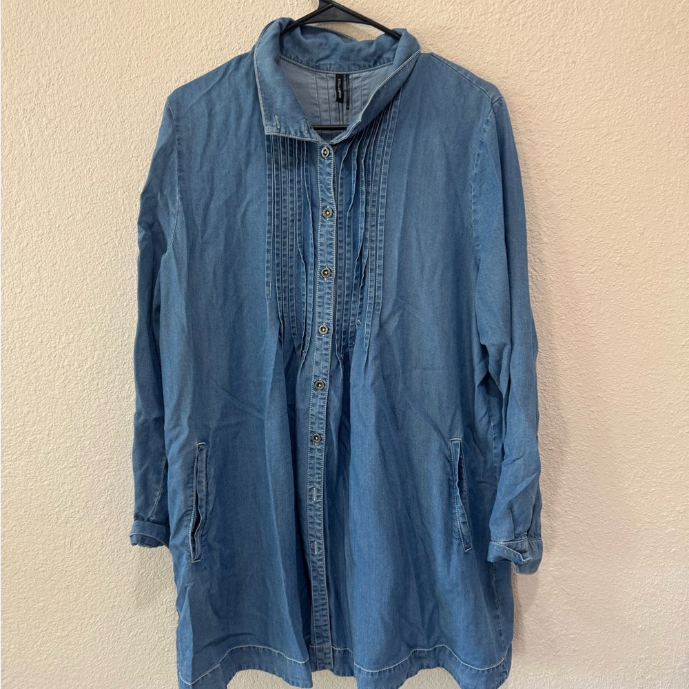 Stella Carakasi Blue Button Down tunic- natural lux